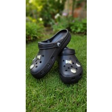 Stil Shoes Kadın Cros Sabo Terlik Deniz Havuz Plaj Bahçe Terlik Burnu Kapalı Taşlı Aksesuarlı Terlik E014