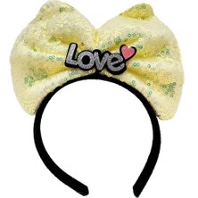 Senka LED Işıklı 3 Farklı Fonnessiworldiyonda Yanan Gümüş Love Yazılı Sarı Fiyonk Taç 20X17 cm