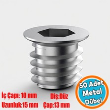 Nzb (50 Adet) Metal Düz Dişli Dübel Ahşap Dübeli M10 13X15 Diş Çinko Mobilya Bağlantı Ünite Birleştirme