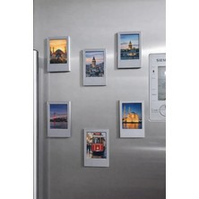Polyfez Magnet Fotoğraf Çerçevesi 6 Adet (Intax Mini Uyumlu)-Parlak Gümüş