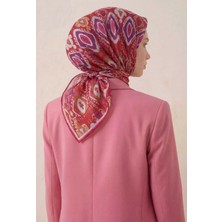 Silk Home Pamuk Karışımlı Soft Eşarp Baklava Desen Kırmızı 90X90