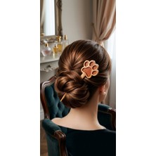 Ahşap Kedi Patisi Temalı Saç Topuz Tokası