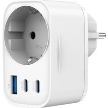 LinkTech G854 Premium 30W Gan Hızlı Şarj Başlığı ve Ac Priz Çoğaltıcı - Beyaz