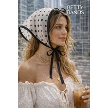 Betty Bands Puantiyeli Beyaz Tül Bandana – Bağlamalı Şık Saç Aksesuarı | Vintage & Paris Stili