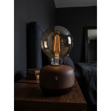 Glarus Atölye Mono | Rustik Taş Tozu Masa Lambası Toggle Switch G95 LED Filament 9W Ampul Dahil Kahverengi