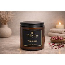Evinya Pink Rose Mum 250 ml – Gül Kokulu Dekoratif Mum | Romantik ve Ferah Atmosfer
