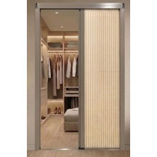 Nakkash Exclusive 100X200 Akik Gri Bej Akordeon Kumaş Kapı