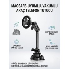Matechno Magsafe Vantuz Taban Telefon Tutucu Araç Masaüstü Stand Tablet Uyumlu Güçlü Tutucu