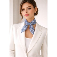 Mavi Masal Mavi Desenli Kadın Fular