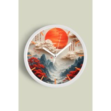 JHAAR Soyut - Bohem - Doğa - Deniz Manzaralı Modern Duvar Saati - 25CM - Önü Camlı Beyaz Kasa