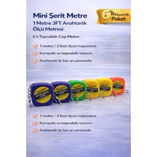 Mini Şerit Metre 1 Metre 3ft Anahtarlık Ölçü Metresi Taşınabilir Cep Metre 6 Adet