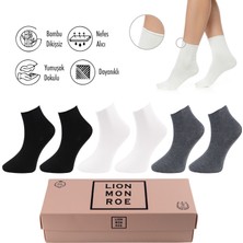 Lion Monroe Saf Bambu Kadın Lastiksiz Siyah-Beyaz-Gri Soket Dikişsiz Premium Çorap Kutulu 6'lı / Iz Bırakmaz / Sıkmayan Çorap L5952AZNB Softaura