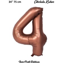 İrem Parti Dükkanı Retro Çikolata Kahve, Kahverengi 4 Yaş Rakam Balon 74 cm 34 Inç