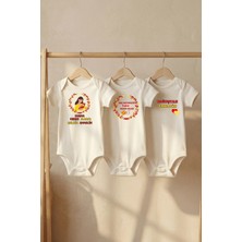 Pamuk Saray %100 Organik Pamuk Taraftar Temalı Annecim Basklı Kısa Kollu Çıtçıtlı Bebek Body Badi Zıbın