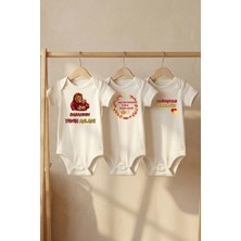 Pamuk Saray %100 Organik Pamuk Taraftar Temalı Babacım Basklı Kısa Kollu Çıtçıtlı Bebek Body Badi Zıbın