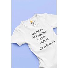 Pamuk Saray Organik %100 Pamuk Isme Özel Baskılı Kısa Kollu Çıtçıtlı Bebek Body Badi Zıbın