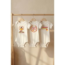 Pamuk Saray %100 Organik Pamuk Taraftar Temalı Teyzecim Basklı Kısa Kollu Çıtçıtlı Bebek Body Badi Zıbın