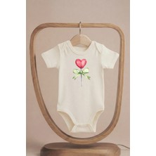 Pamuk Saray Organik %100 Pamuklu Kırmızı Kalp Lolipop Şeker Baskılı Kısa Kollu Çıtçıtlı Bebek Body Badi Zıbın