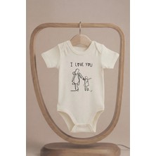 Pamuk Saray Organik %100 Pamuk Seni Seviyorum Baskılı Bebek Body Kısa Kollu Badi Zıbın Tulum Bebek