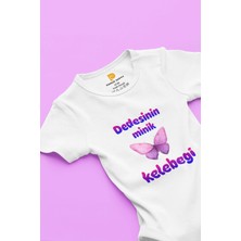Pamuk Saray %100 Organik Pamuk Dedesinin Minik Kelebeği Baskılı Kısa Kollu Çıtçıtlı Bebek Body Badi Zıbın