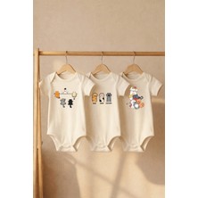 Pamuk Saray %100 Pamuk Sevimli Hayvan Baskılı Bebek Zıbın Seti Bebek Body Seti 3’lü