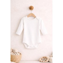 Pamuk Saray Bebek Uzun Kollu Zıbın %100 Pamuk Amerikan Yaka Çıtçıtlı Body Kırık Beyaz 0-36 Ay 1 Adet