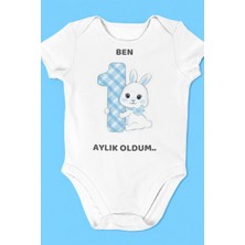 Pamuk Saray Organik %100 Pamuk Aylık Oldum Baskılı Bebek Zıbını Her Ay Için Body Tulum 12 Adet