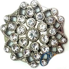 Uravas Store Lounge Taşlı Yuvarlak Broş, Sandık Süsü 4,5 cm - Nikel, 1 Adet