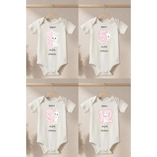 Pamuk Saray Organik %100 Pamuk Aylık Oldum Baskılı Bebek Zıbını Her Ay Için Body Tulum 12 Adet