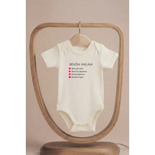 Pamuk Saray Organik %100 Pamuklu Benim Halam Baskılı Kısa Kollu Çıtçıtlı Bebek Body Badi Zıbın