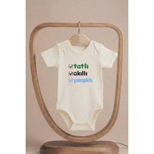 Pamuk Saray Organik %100 Pamuklu Tatlı Akıllı Yakışıklı Baskılı Kısa Kollu Çıtçıtlı Bebek Body Badi Zıbın