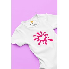 Pamuk Saray Organik %100 Pamuk Minik Kalbim Baskılı Kısa Kollu Çıtçıtlı Bebek Body Badi Zıbın