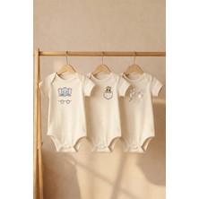 Pamuk Saray %100 Pamuk Sevimli Hayvanlar Baskılı Bebek Zıbın Seti Bebek Body Seti 3’lü