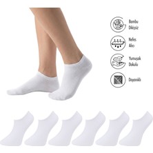 Lion Monroe Saf Bambu Erkek Sneaker Beyaz Çorap Dikişsiz Görünmez Bilekte Spor Çorap Premium 6'lı L5952AZNB Softaura