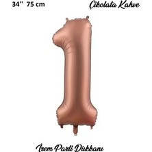 İrem Parti Dükkanı Retro Çikolata Kahve, Kahverengi 1 Yaş Rakam Balon 74 cm 34 Inç