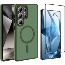 Vendas Galaxy S26 Ultra Kılıf M-Safe Şarj Özellikli Mat Arka Yüzey Vendas Sio Kapak + Tempered Cam Ekran Koruyucu