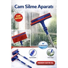 Visluna Profesyonel Cam Silme Aparatı – Uzatılabilir Saplı, 360° Döner Başlıklı (Mavi)