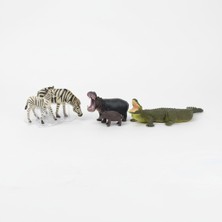 Tufy Toys Yavrulu Zebra /gergedan ve Timsah Hayvan Figür Seti/ Safari Hayvan Model Oyuncak