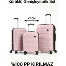 Hsr Körüklü(Genişleyebilen) Silikon Kırılmaz (Polipropilen) 3'lü Valiz Seti