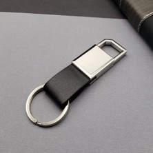 Cngzhn Deri Siyah Gümüş Metal Anahtarlık