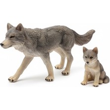 Tufy Toys Kurt ve Yavrusu Ikili Figür- Vahşi Yaşam Model Hayvan Oyuncak