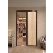 Nakkash Exclusive 110X200 Kahve Bej Akordeon Kumaş Kapı