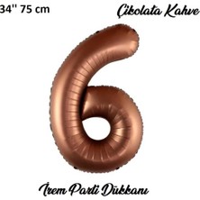 İrem Parti Dükkanı Retro Çikolata Kahve, Kahverengi 6 Yaş Rakam Balon 74 cm 34 Inç