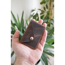 Oh Deer Leather Hakiki Crazy Deri Kartlık – Taba, Çıtçıt Kapaklı, Çok Kart Kapasiteli, Ultra Slim & Minimal Cüzdan