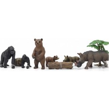 Tufy Toys Vahşi Hayvanlar Oyun Seti-Ayı/goril/gergedan-Orman Hayvanları Model Oyuncak
