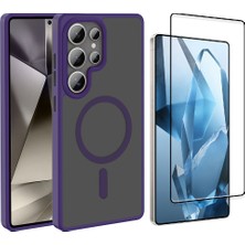 Vendas Galaxy S26 Ultra Kılıf M-Safe Şarj Özellikli Mat Arka Yüzey Vendas Sio Kapak + Tempered Cam Ekran Koruyucu