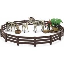 Tufy Toys Zebra Ailesi ve Bakıcı Figür Seti- Çiftlik Görevlisi ve Aksesuarlarıyla Hayvan Model Oyuncak