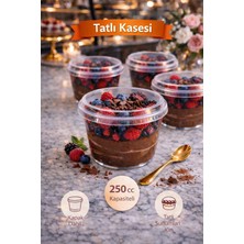 Pointpack Kapaklı Tatlı Kasesi 250 cc Şeffaf Magnolya Kabı Tatlı Sunum Kabı Mousse Meyveli Tatlı Kabı 20'li