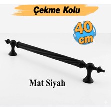 Badem10 Burgulu Mat Siyah 40 cm Çelik Kapı Tutma Kolu Sürgülü Dış Çekme Kulpu Kulbu Tutamağı Kol 1 Adet