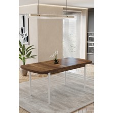 Baresmu Barmas Mutfak Masası 80X132 cm Mdf Tabla | Siyah/beyaz Metal Ayak | Modern Mutfak/salon/yemek Masası